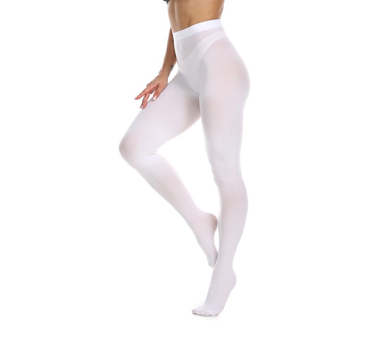 Frola Women's 80 Denier Soft Semi Opaque Solid Color Footed Pantyhose Tights(Large-X-Large,White) - Image 4